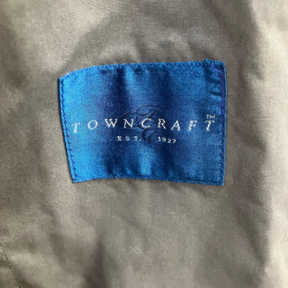Vintage Towncraft Men's Charcoal Grey Double Breasted Belted Trench Coat 42 Tall - Picture 3 of 16
